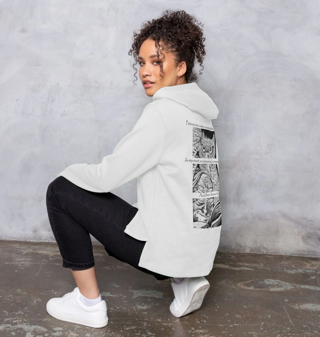Women's 'Patience is a Virtue' Organic Cotton Relaxed Fit Hoodie